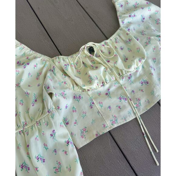 Milk and Honey Y2K Cottagecore Floral Puff Sleeve sweetheart neck boho L/XL - Picture 5 of 5